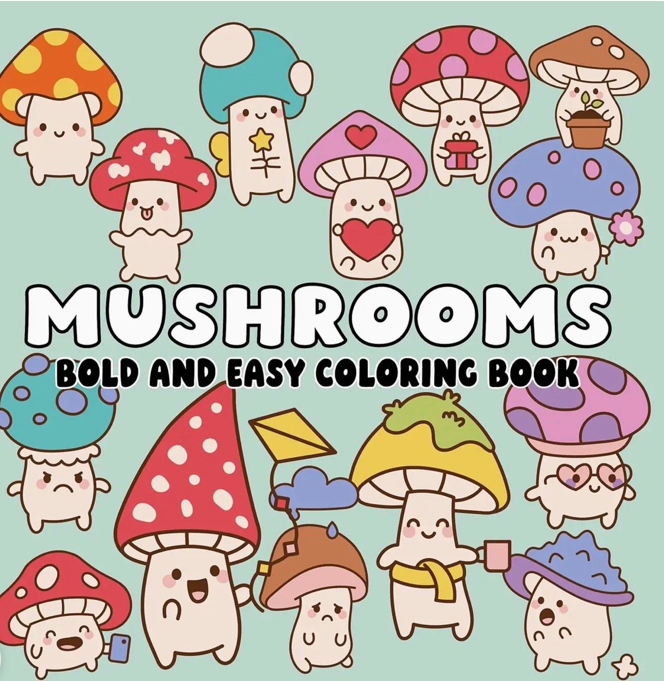 Mushrooms: Bold and Easy Coloring Book