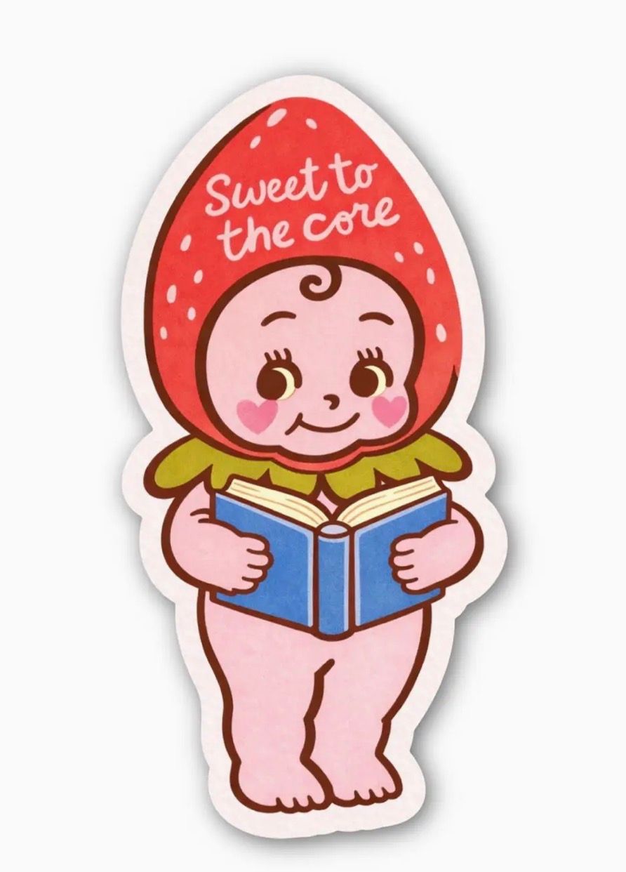Sweet To The Core Strawberry Reading Sticker 