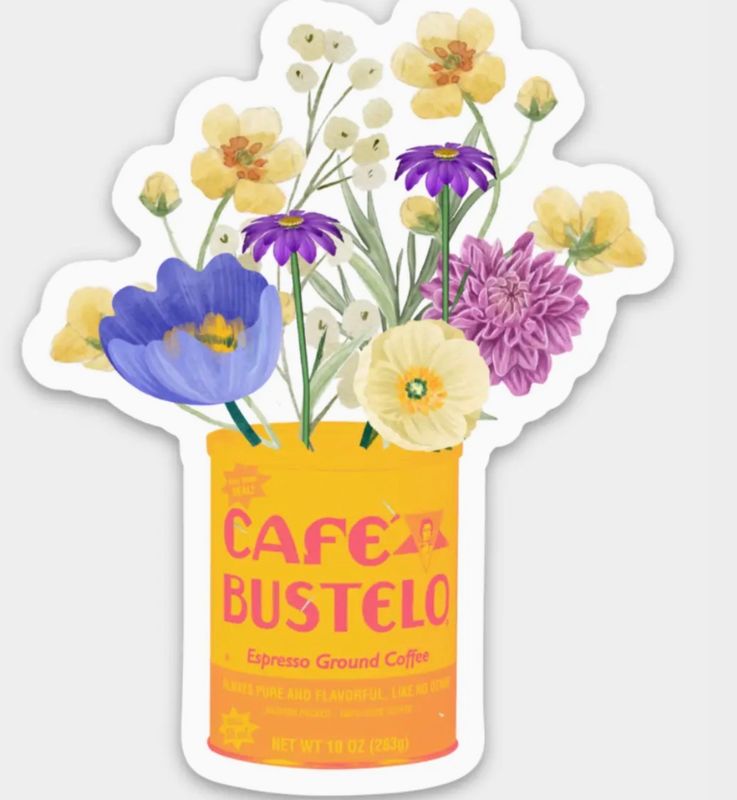 Cafe Bustelo Can Flower Sticker