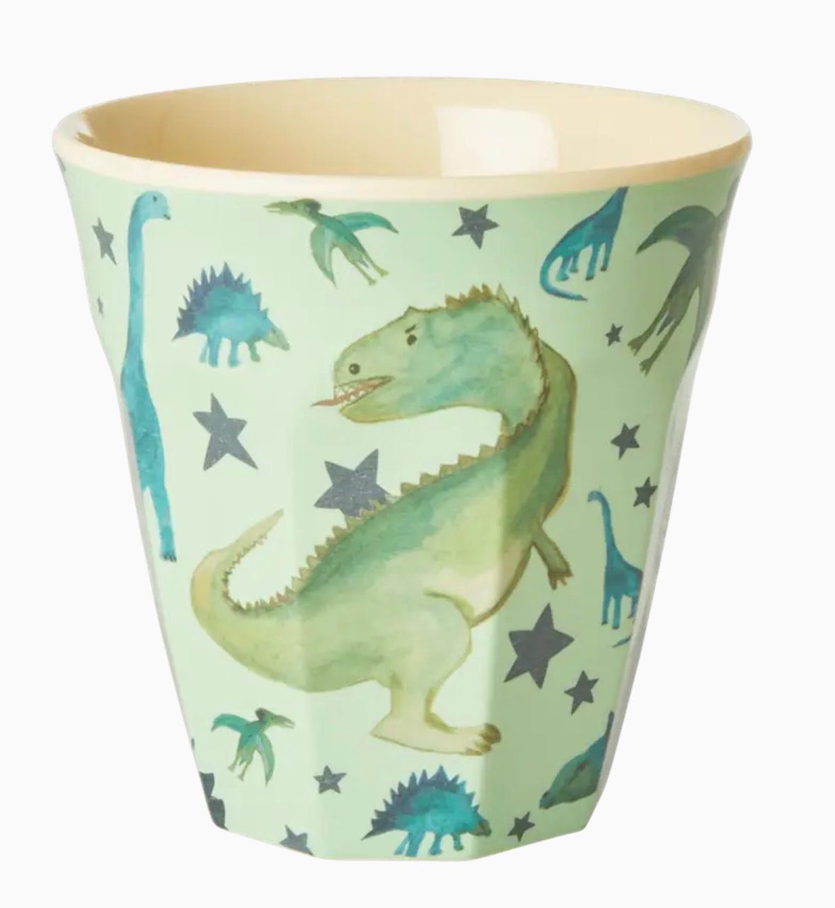 Medium Melamine Cups Green Dinosaurs Print