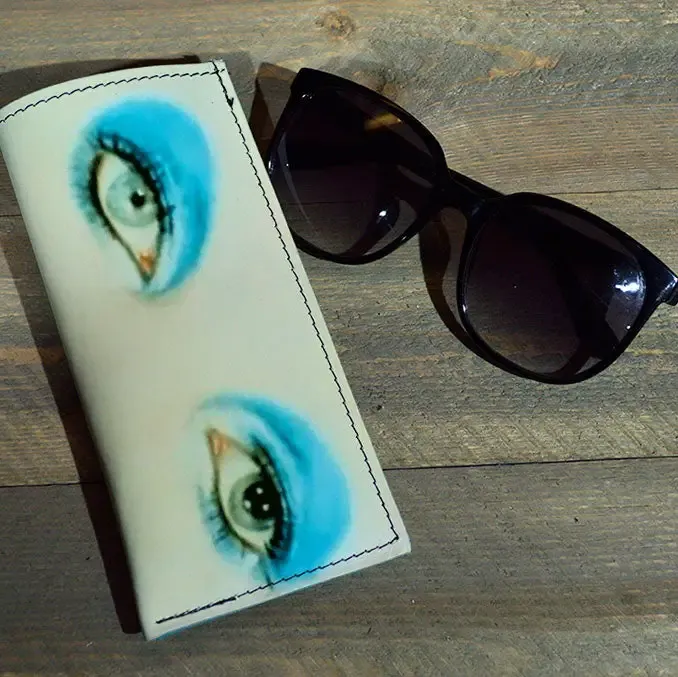 Bowie Eyes - Printed Leather Eyeglasses Case