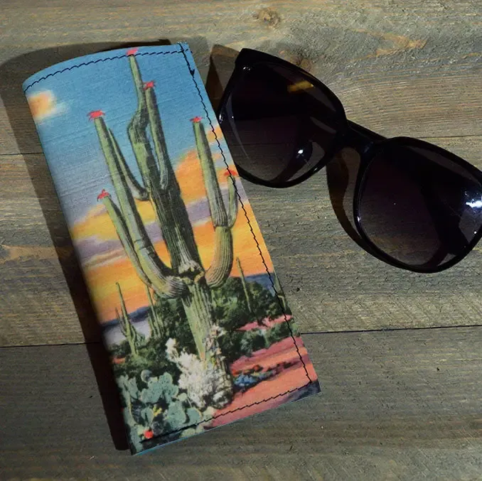 Cactus Eve - Printed Leather Eyeglasses Case