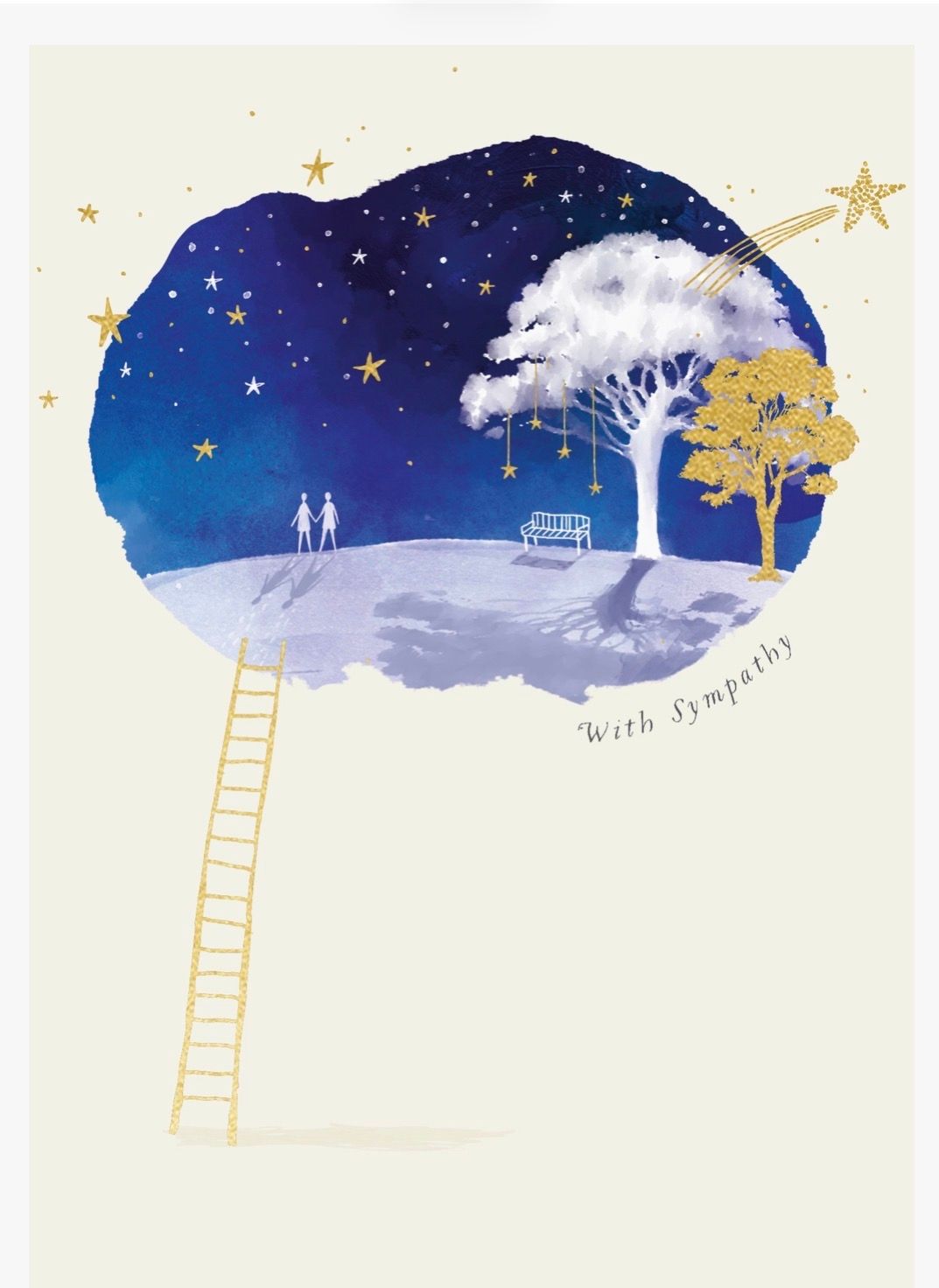 Sympathy Greeting Card Bench Stars