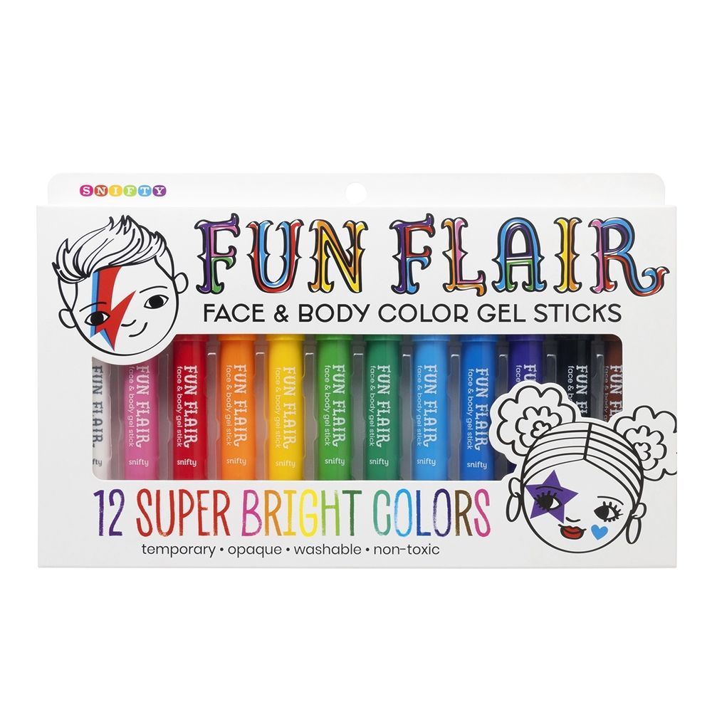Fun Flair Face &amp; Body Color Gel Sticks Set of 12