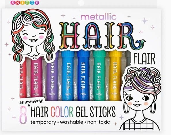 Hair Flair Metallic Shimmery Hair Color Gel Sticks Set of 8