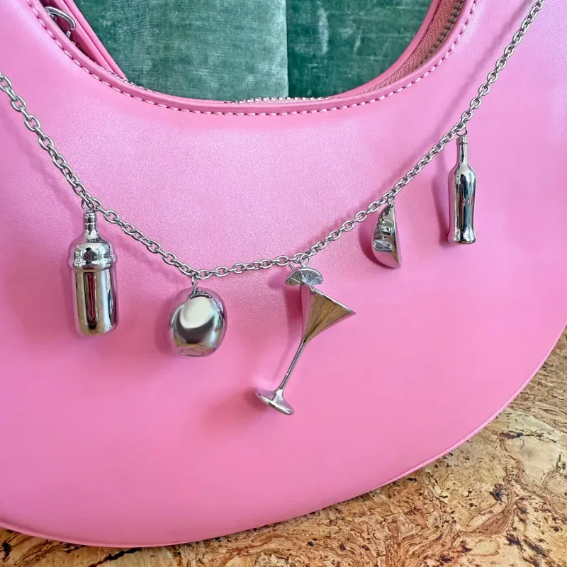 Martini Charm Necklace- Silver