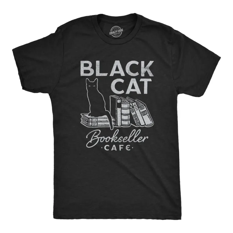 Black Cat Bookseller Cafe Mens T Shirt