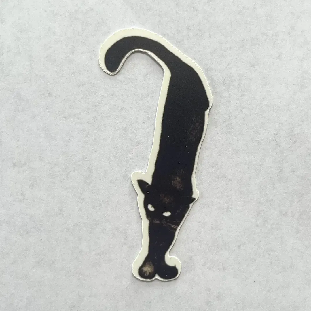 Black Cat Stretching Glitter Sticker