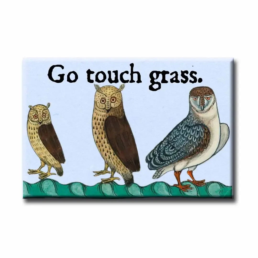 Medieval Marginalia Go Touch Grass Magnet