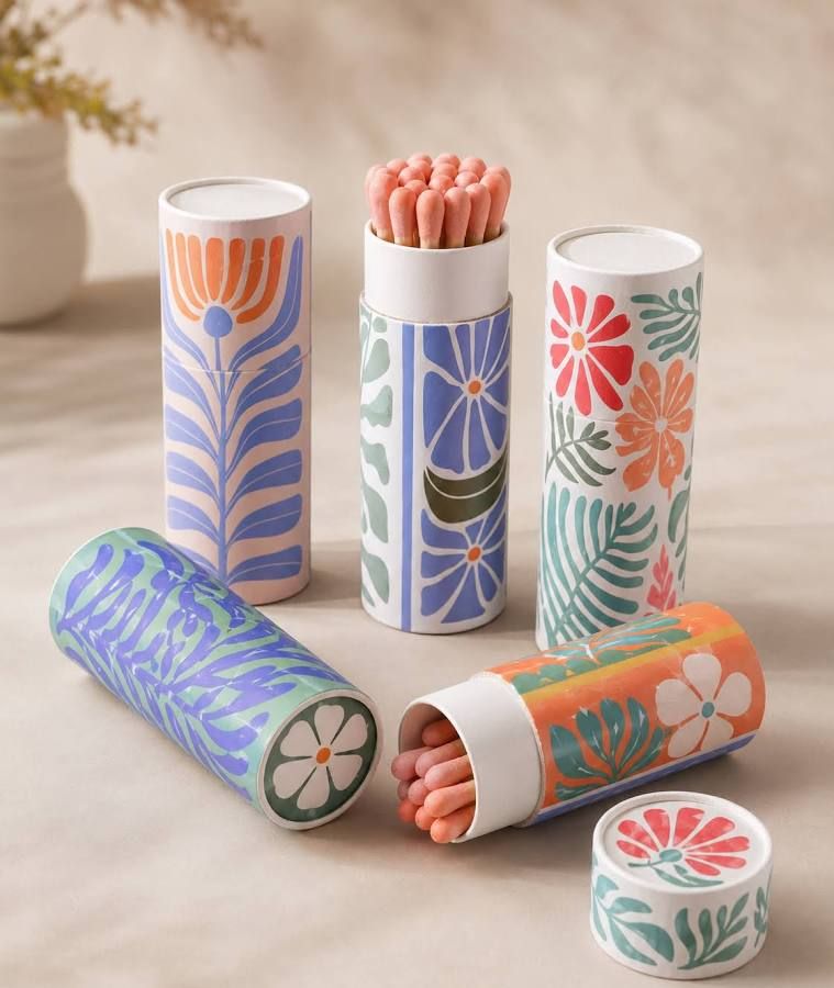 Scandi Floral Small Tube Matches