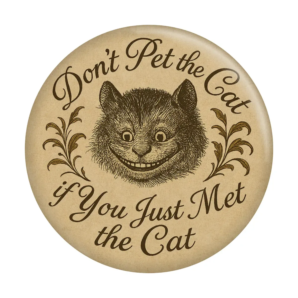 Alice Don't Pet Cheshire Cat You Just Met 1.25" Button
