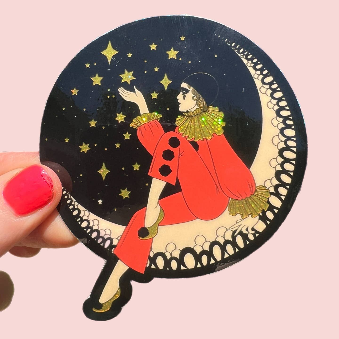 Pierrot Clown On Moon Sticker