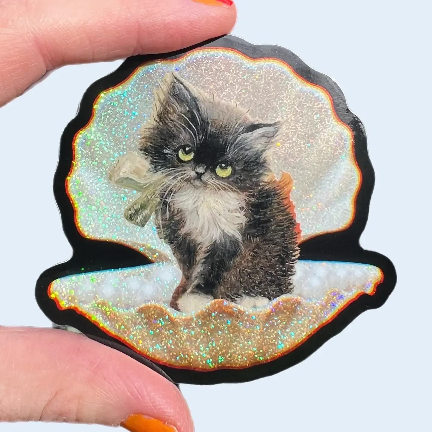 Tuxedo Kitty In A Shell Sticker