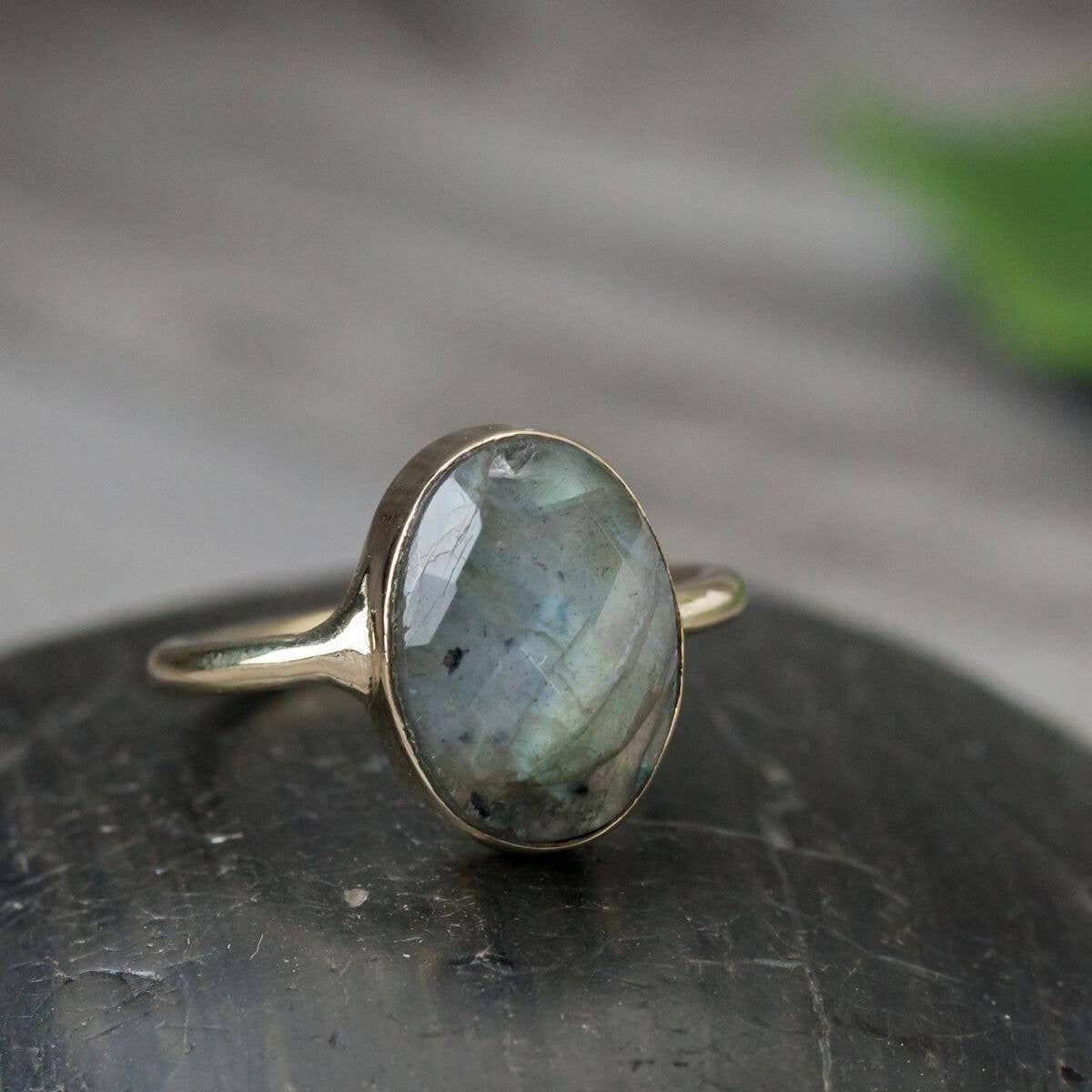 Labradorite Brass Cocktail Ring