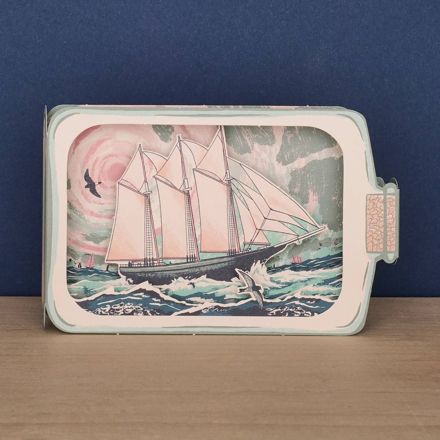 Schooner in A Bottle Die Cut Card