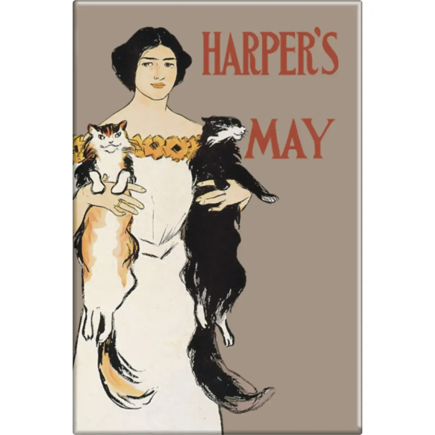 Harper's May Woman Cats Vintage Repro Magnet