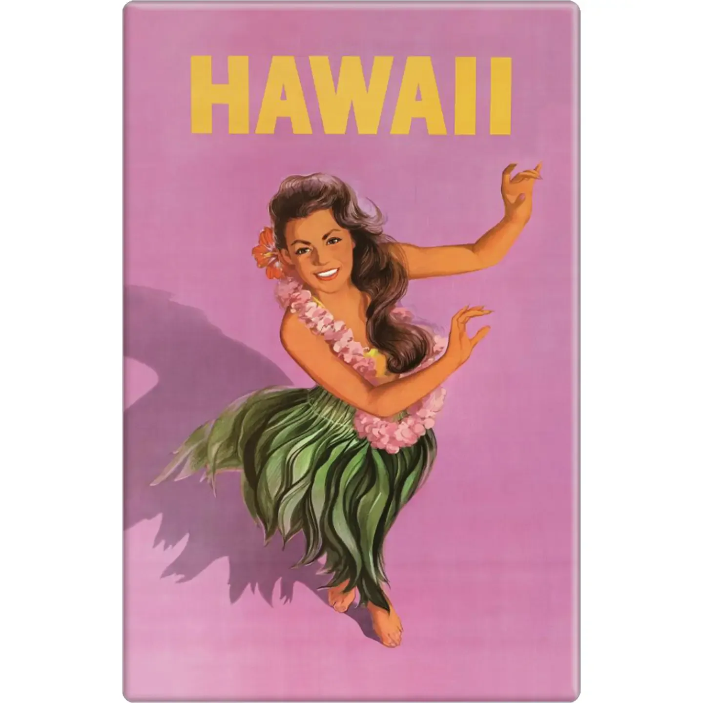 Hawaii Hula Dancer Lei Tourism 1960's Repo Magnet