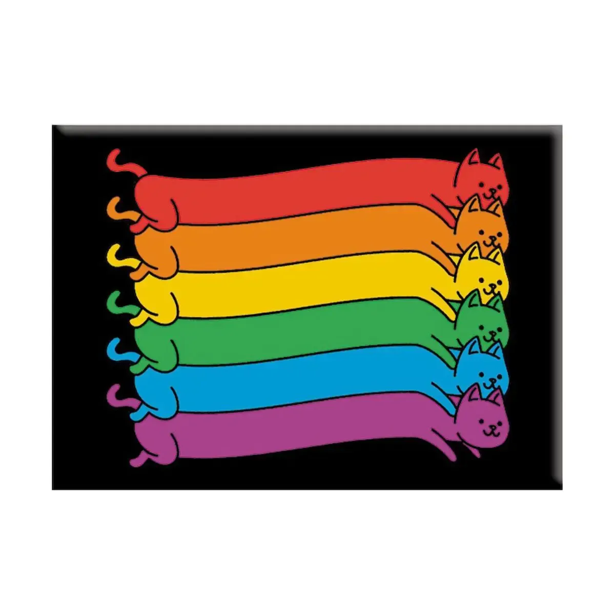 Long Rainbow Cats Gay Pride Magnet