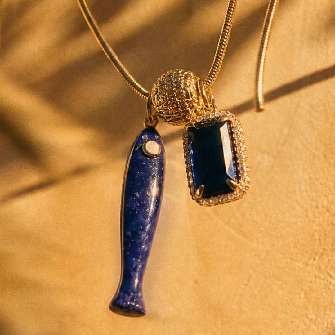 Lapis Lazuli Fish &amp; Gemstone Necklace