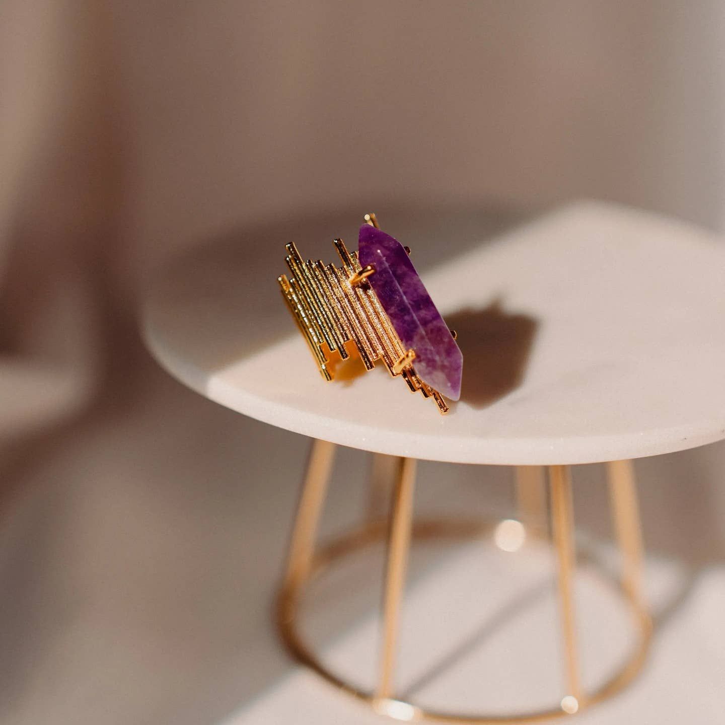 Amethyst Protection Ring Gold