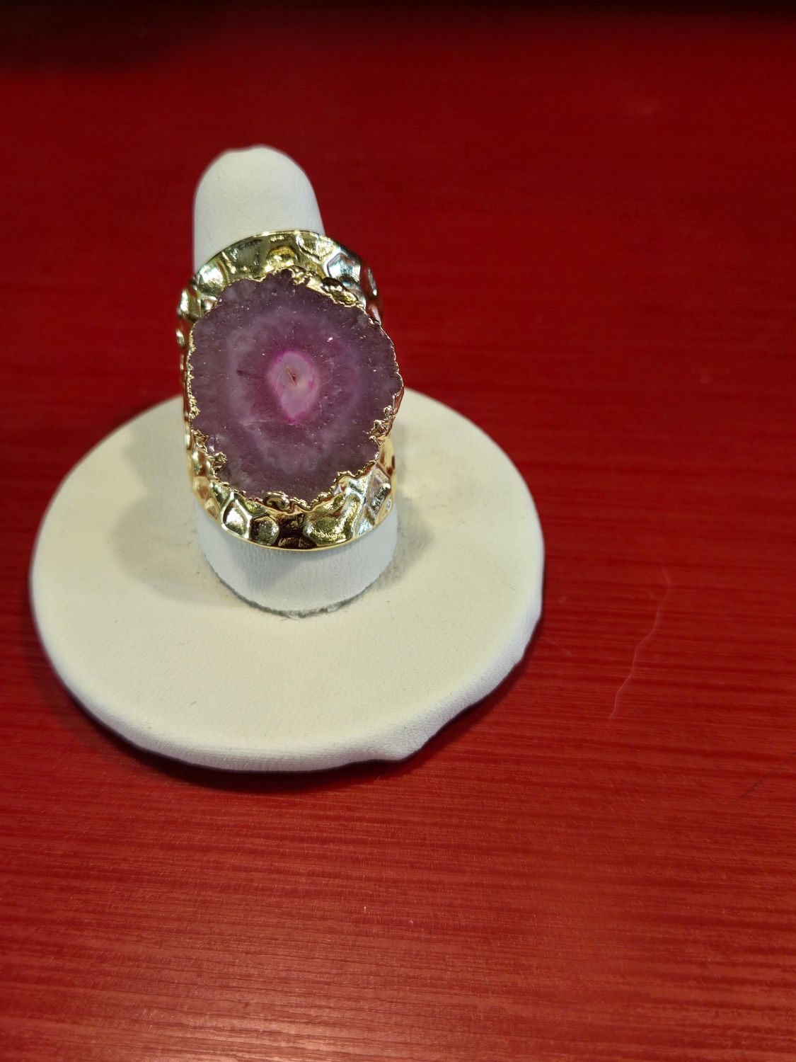Chunky Fuchsia Agate Adjustable Ring