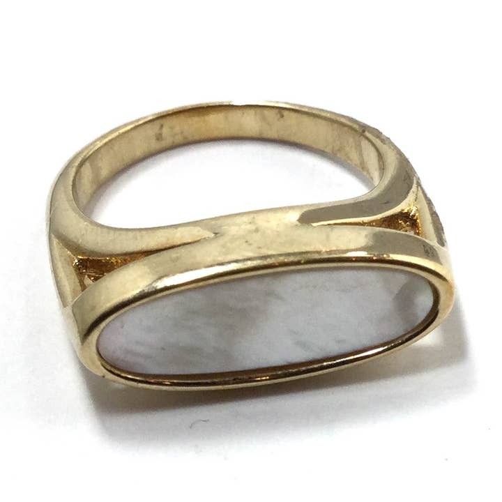 Mother of Pearl Gold Band Ring