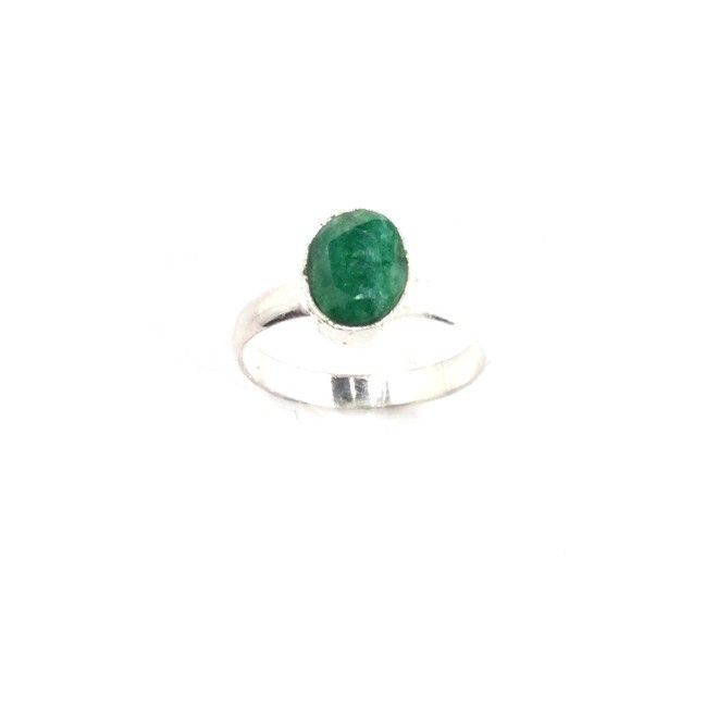 Natural Stone Silver Ring - Green