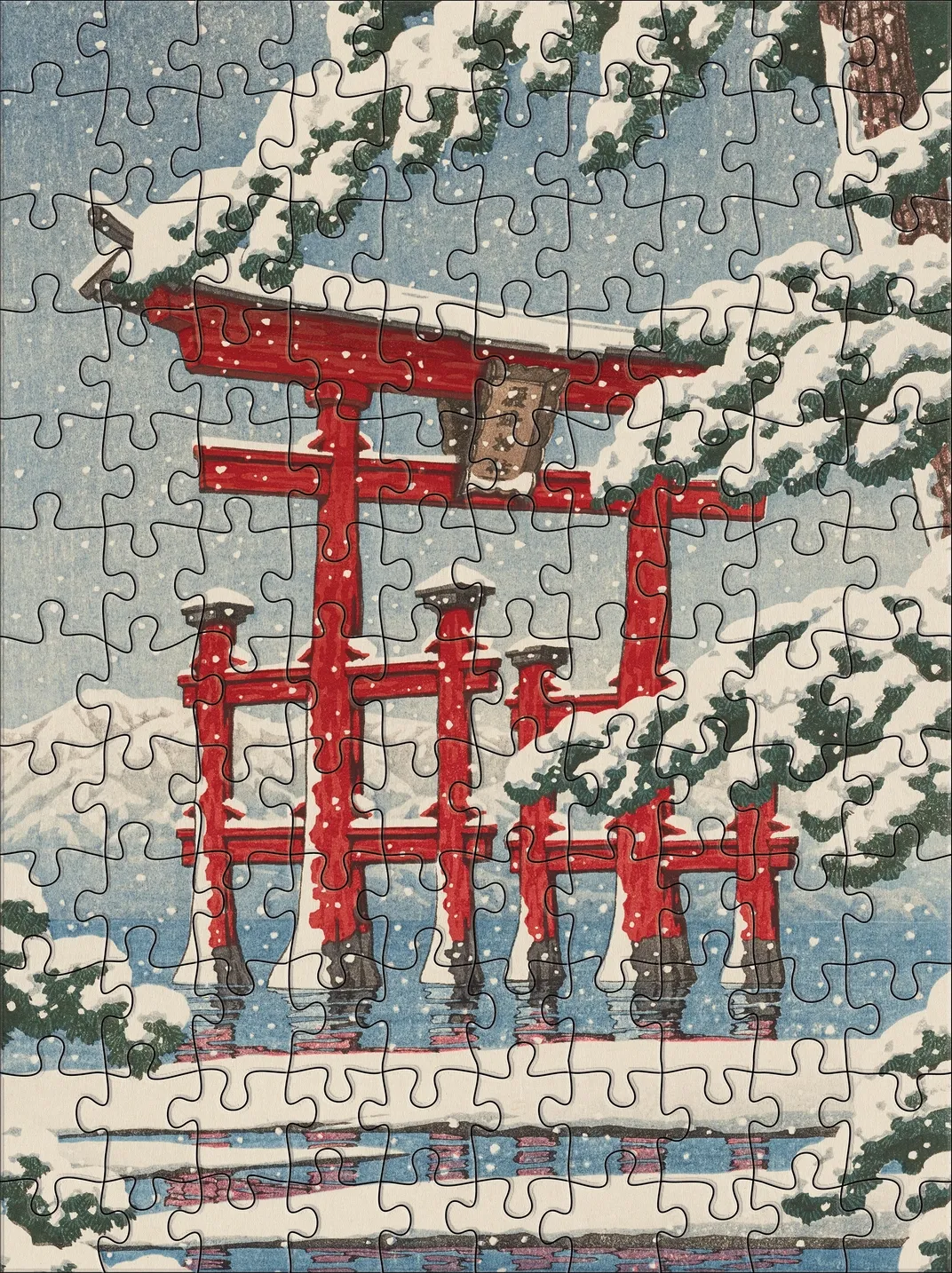 Kawase Hasui: Snowfall 120-Piece Double-Sided Jigsaw Puzzle Set