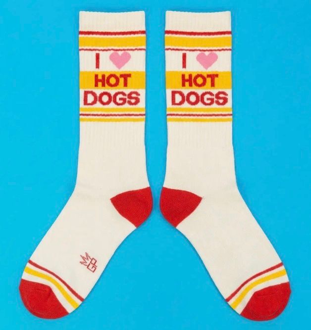 I Love Hot Dogs Gym Crew Socks