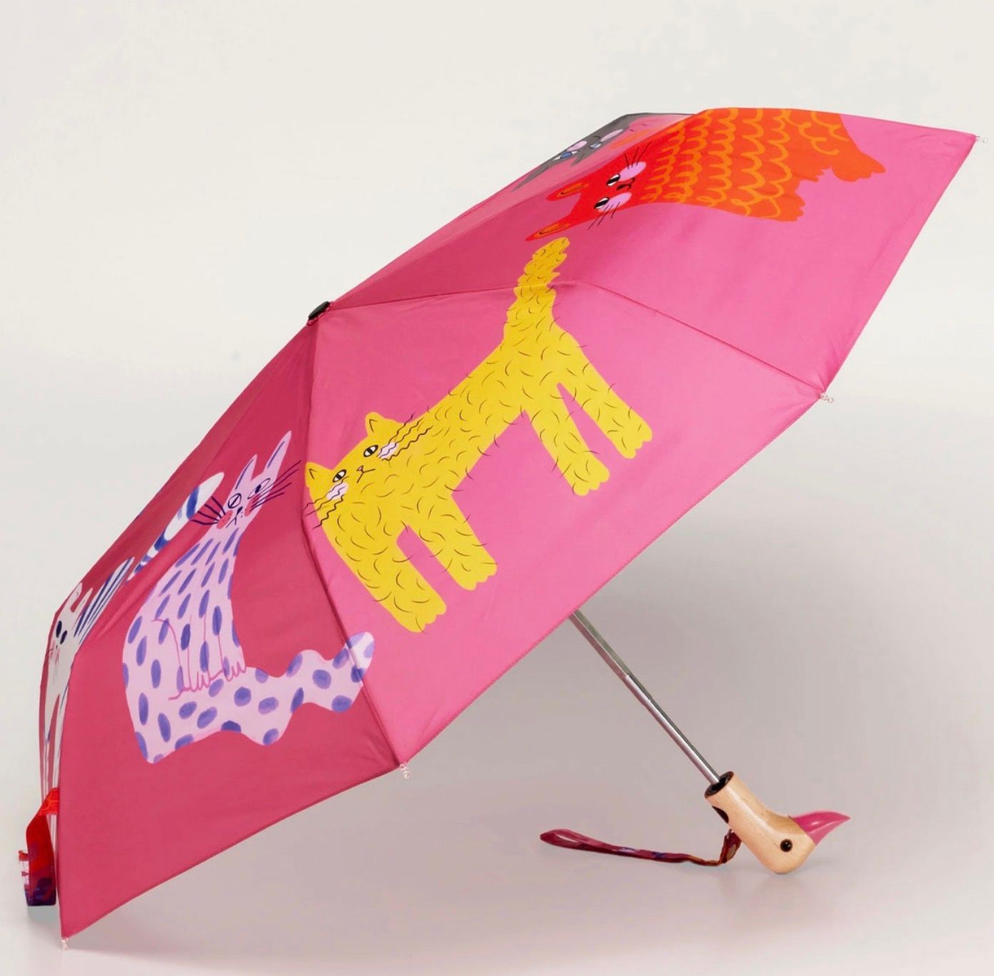 Pink Arty Cat Duckhead Umbrella