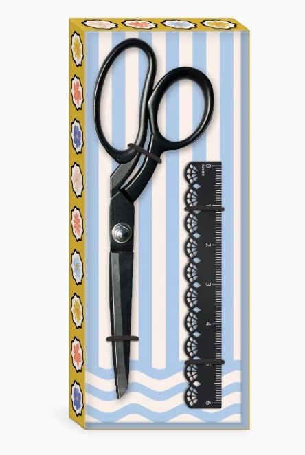 Vintage Borders Black Scissors &amp; Ruler Set