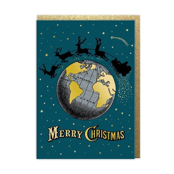 Chase &amp; Wonder  ( Santa &amp; Planet) Christmas Card Box Set of 9 Cards
