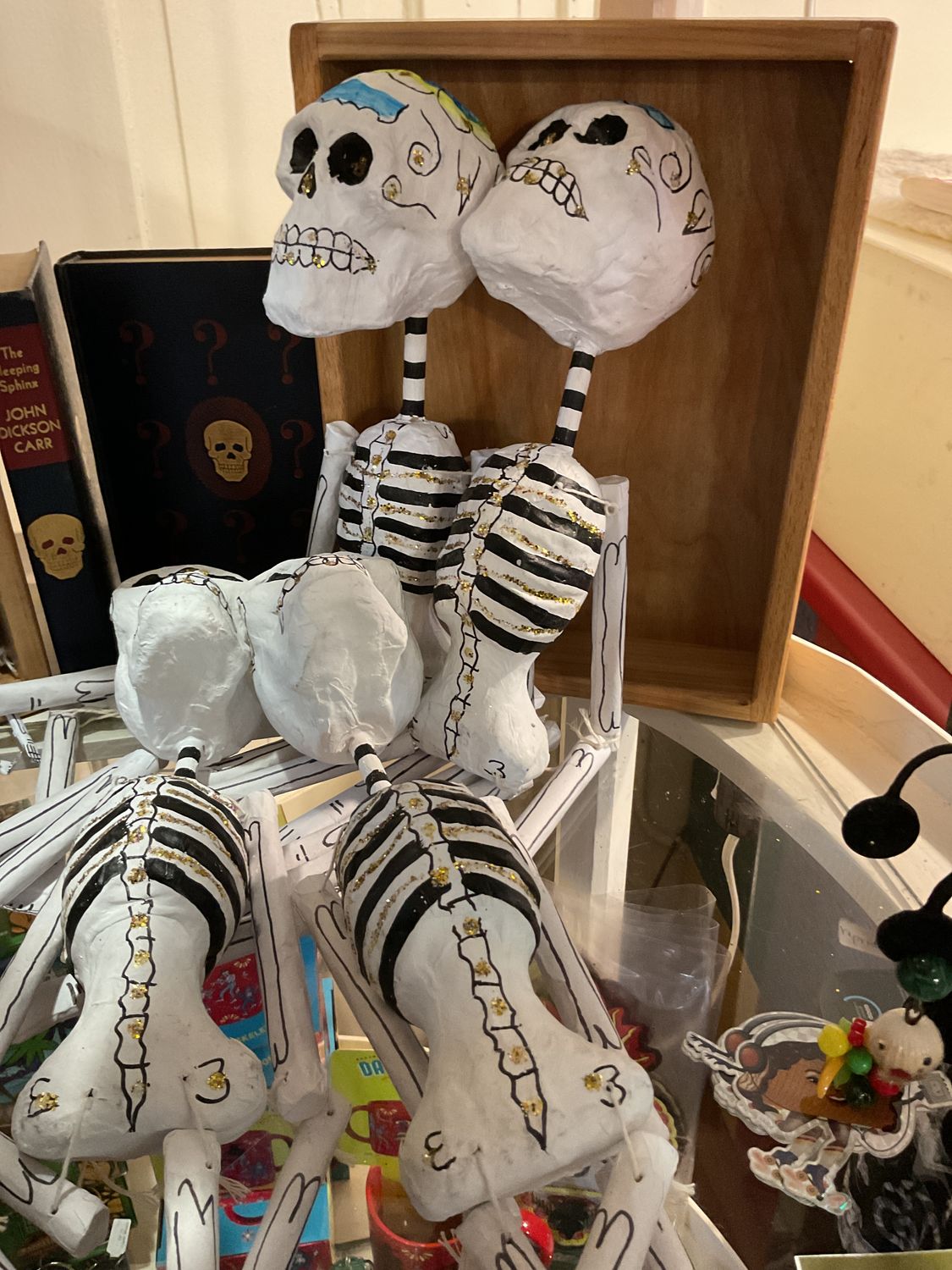 Paper Mache Calavera Day Of The Dead Skeleton - White