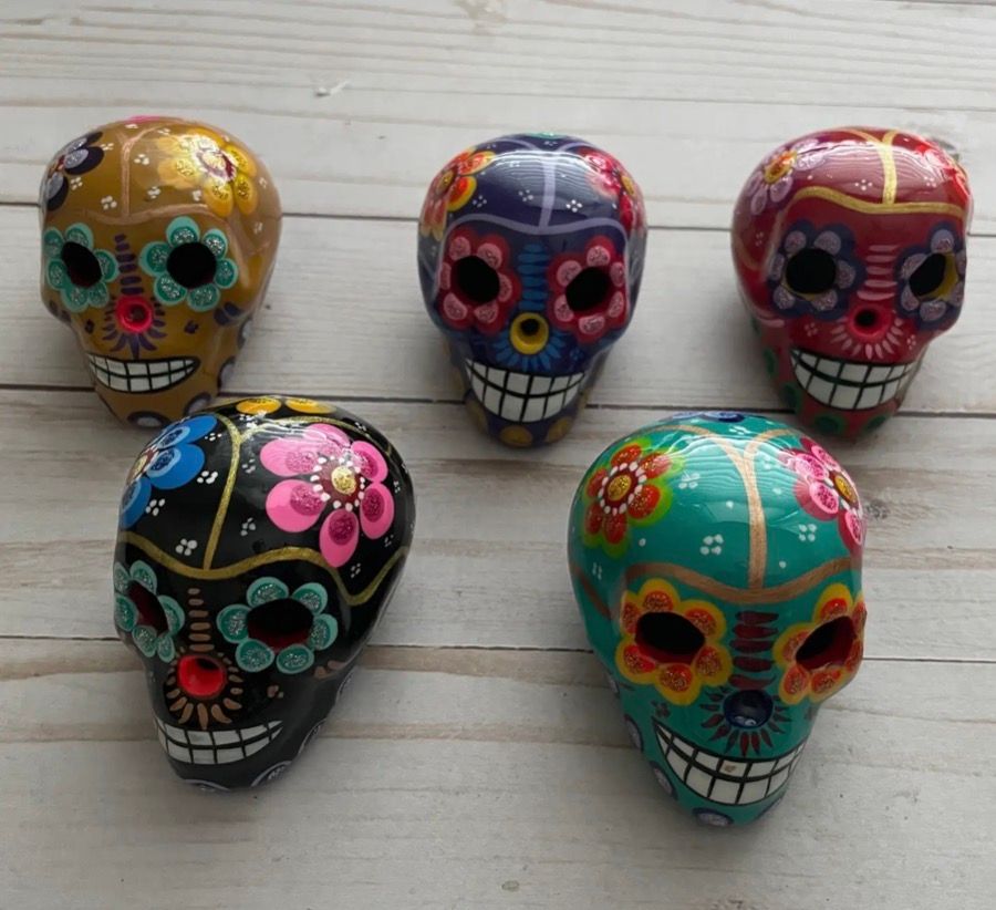 Mini Day Of The Dead Colorful Skulls