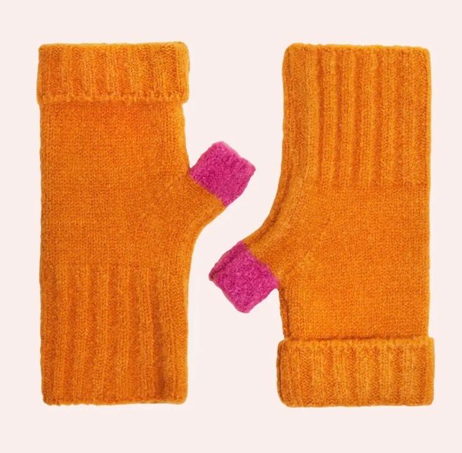 Cassia Knitted Fingerless Short MittenTangerine