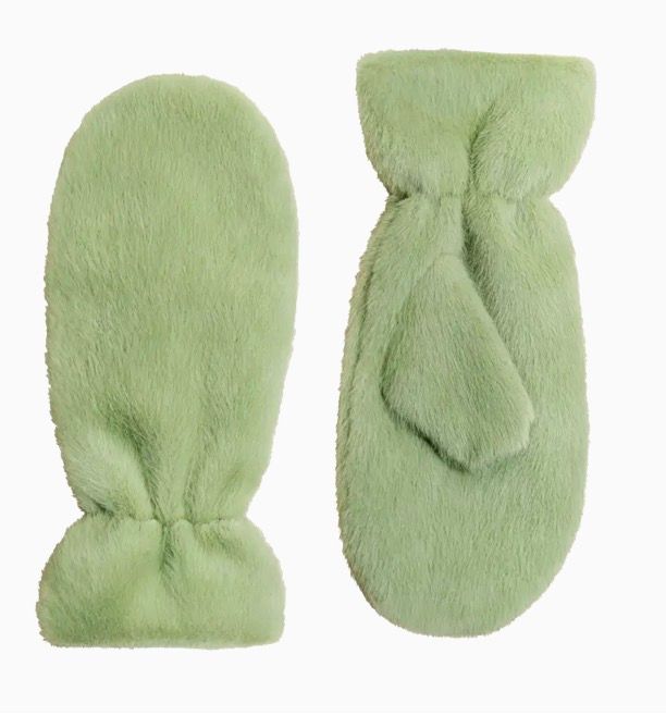 Ladies Fluffy Mittens Sage