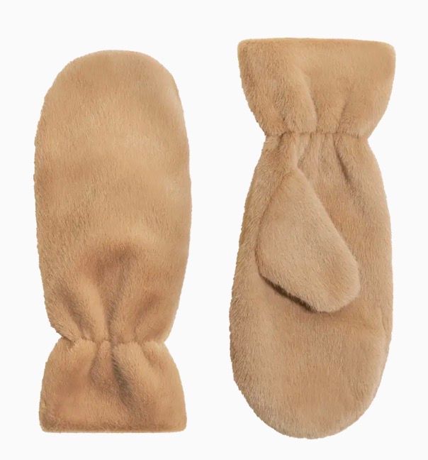 Ladies Fluffy Mittens Taupe
