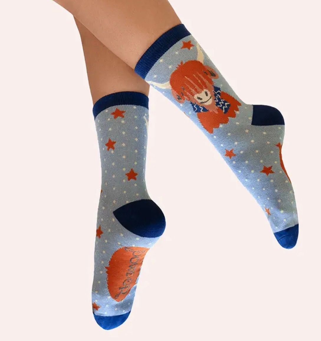 Cosy Highland Cow Glitter Ankle Socks