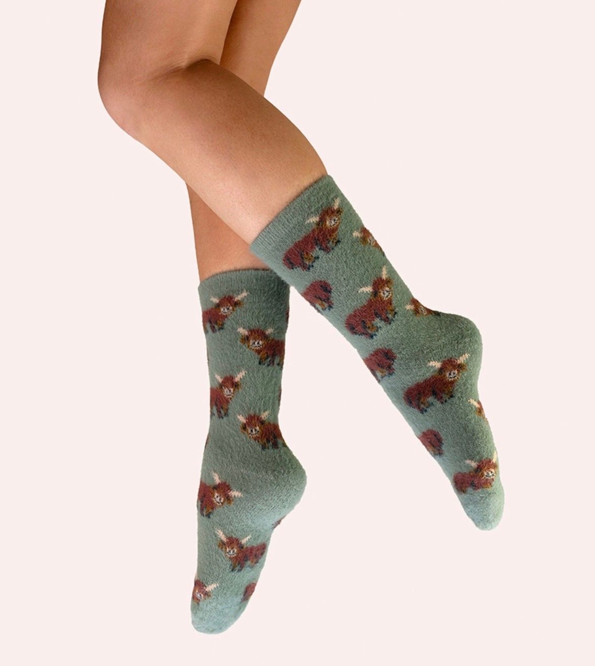 Fuzzy Highland Cow Socks