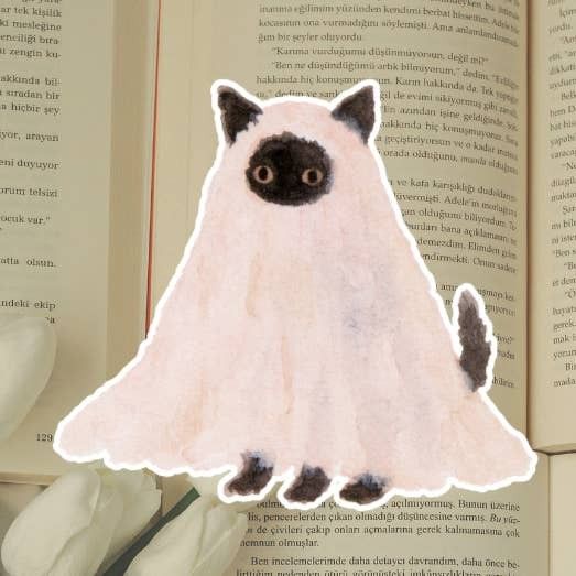 Halloween Ghost Cat Diecut Sticker