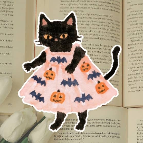 Halloween Kitty Cat Diecut Sticker