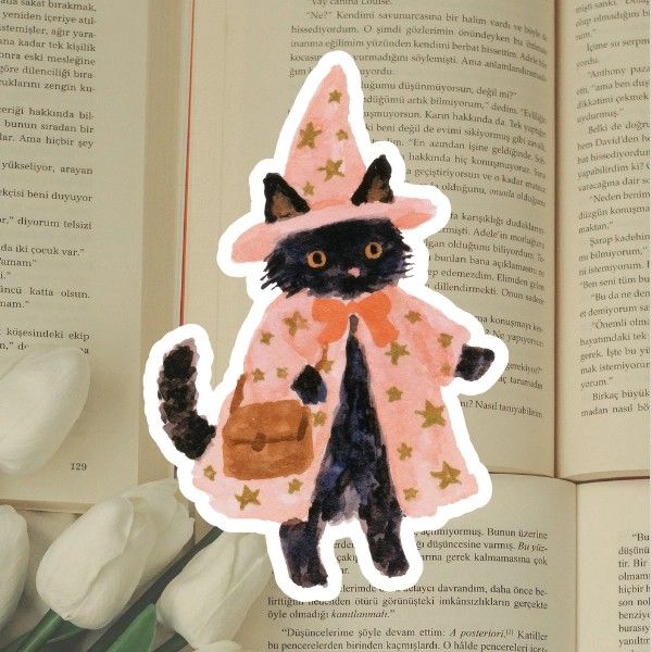 Halloween Wizard Kitten Diecut Sticker