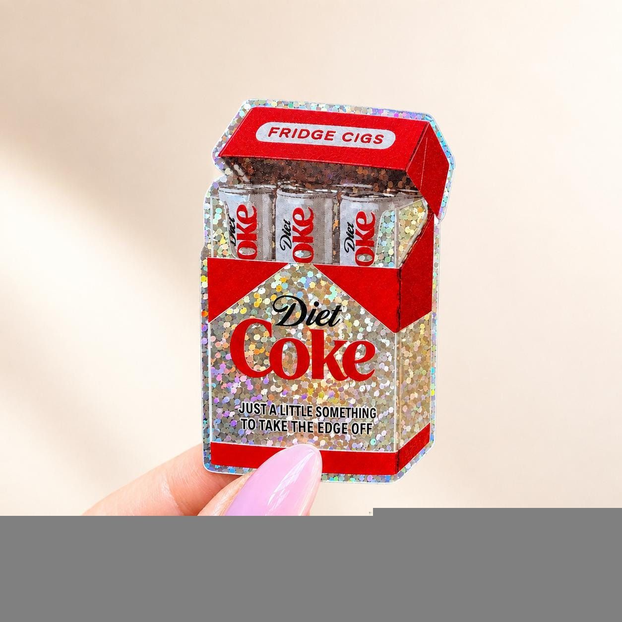 Diet Coke Fridge Cigs Sticker - Glitter Vinyl