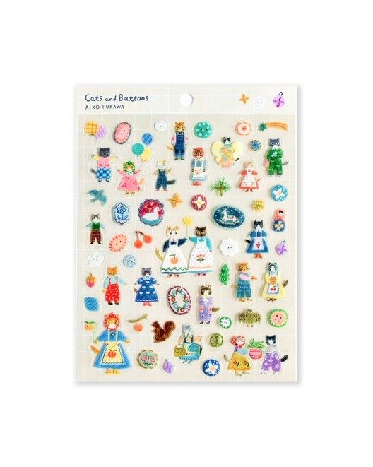 Cats &amp; Buttons Clear Sticker Sheet