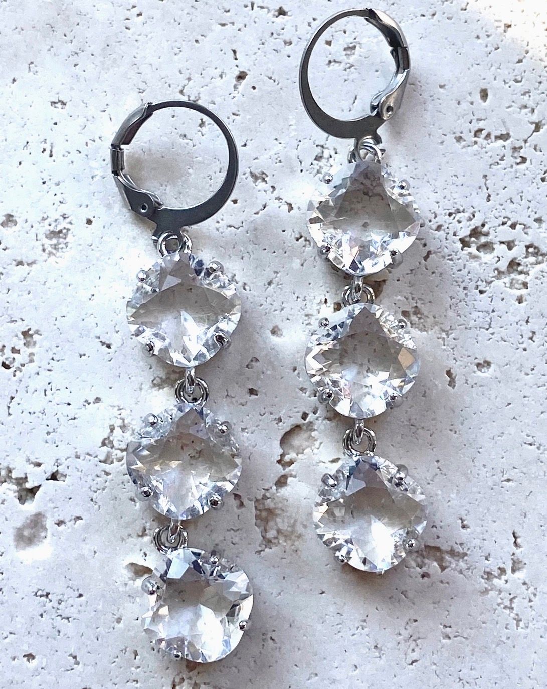 Crystal Dangle Silver Bridal Jewelry