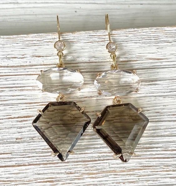 Drop Earrings Smokey Crystal Drop Earrings