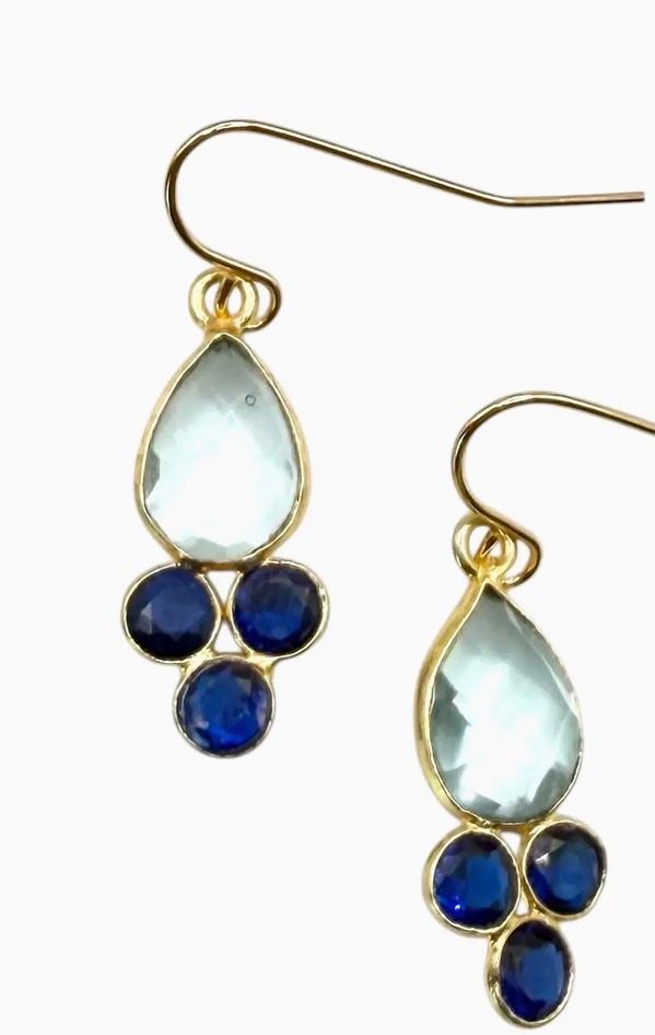 Gemstone Crystal Sky Topaz Tear Drop Earrings