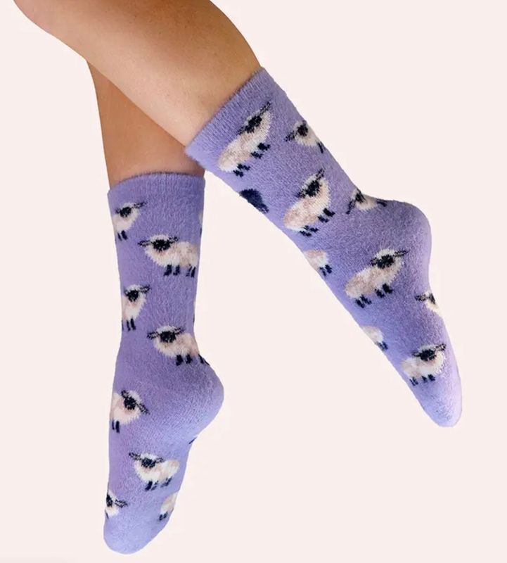 Sheep Fuzzy Socks Lavender