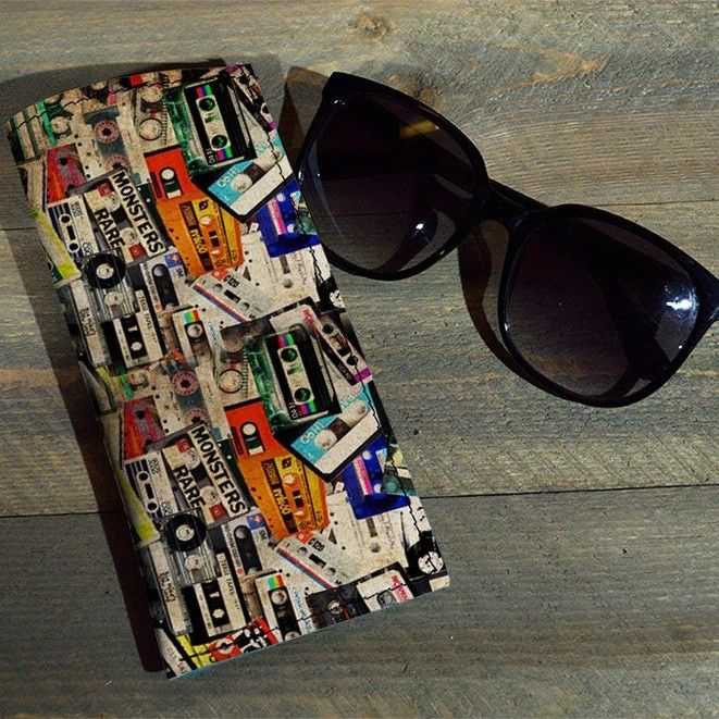 Cassette Tapes - Printed Leather Eyeglasses Case