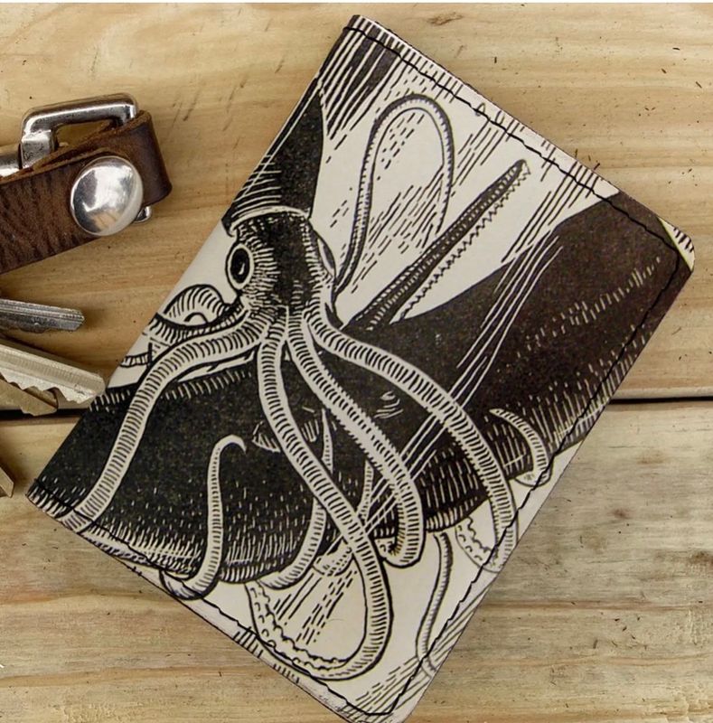 Squid Attack - Leather Spectrum Vert Cardholder Wallet